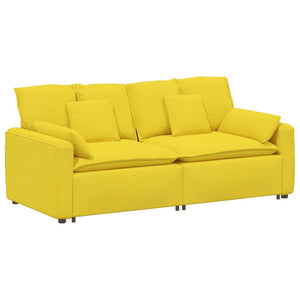 Divano Modulare con Cuscini Giallo Chiaro 3321125