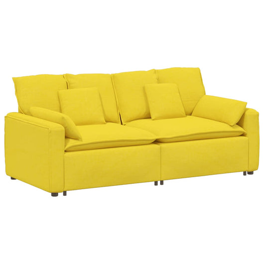 Divano Modulare con Cuscini Giallo Chiaro 3321125