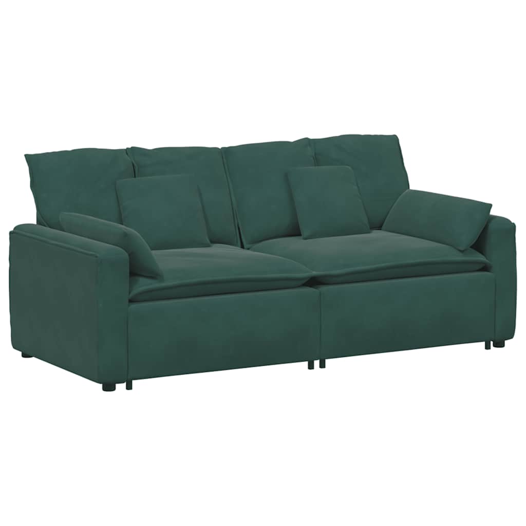 Divano Modulare con Cuscini-Sofa Modulare-Divanetto Verde Scuro