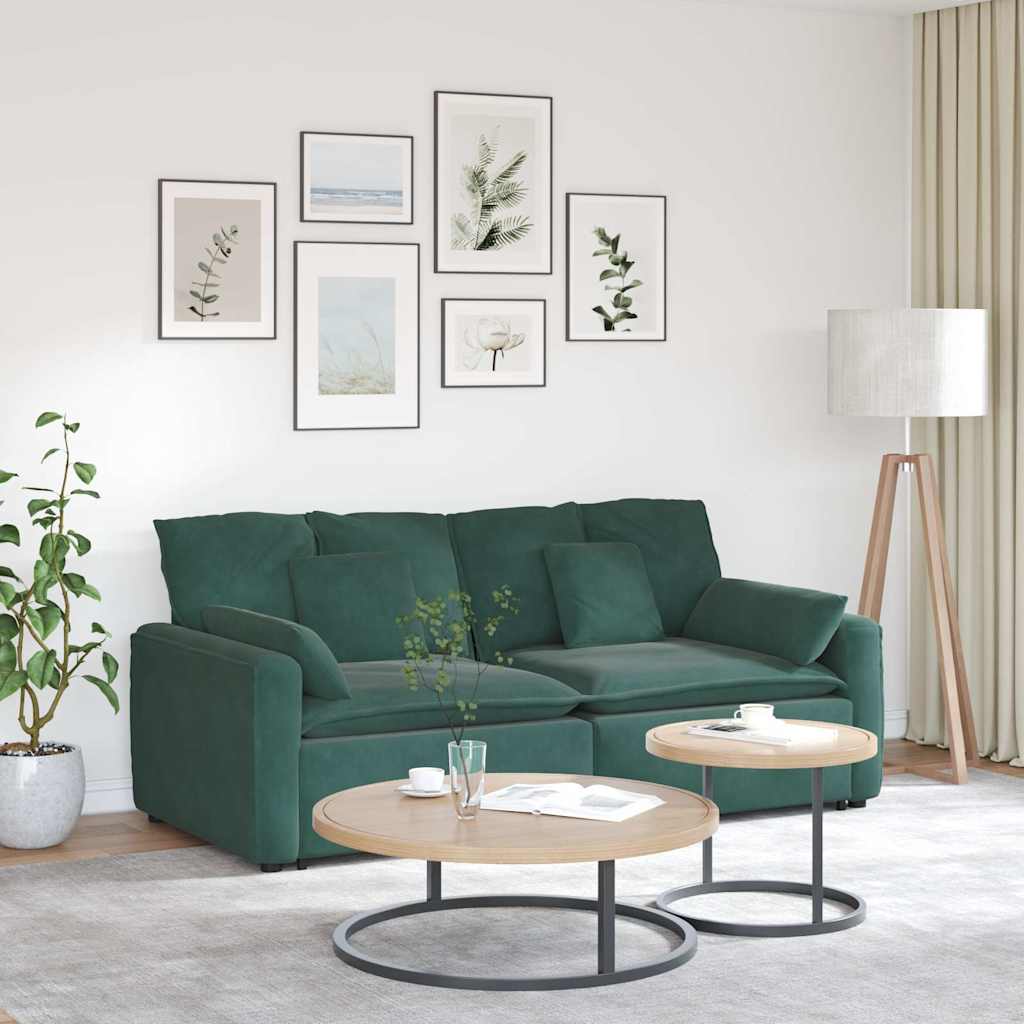Divano Modulare con Cuscini-Sofa Modulare-Divanetto Verde Scuro