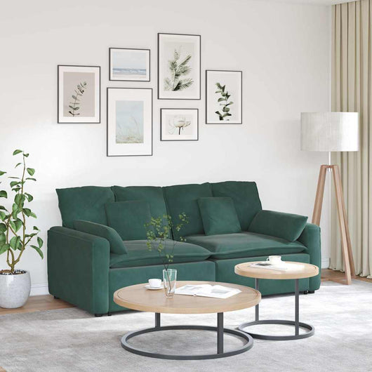Divano Modulare con Cuscini-Sofa Modulare-Divanetto Verde Scuro