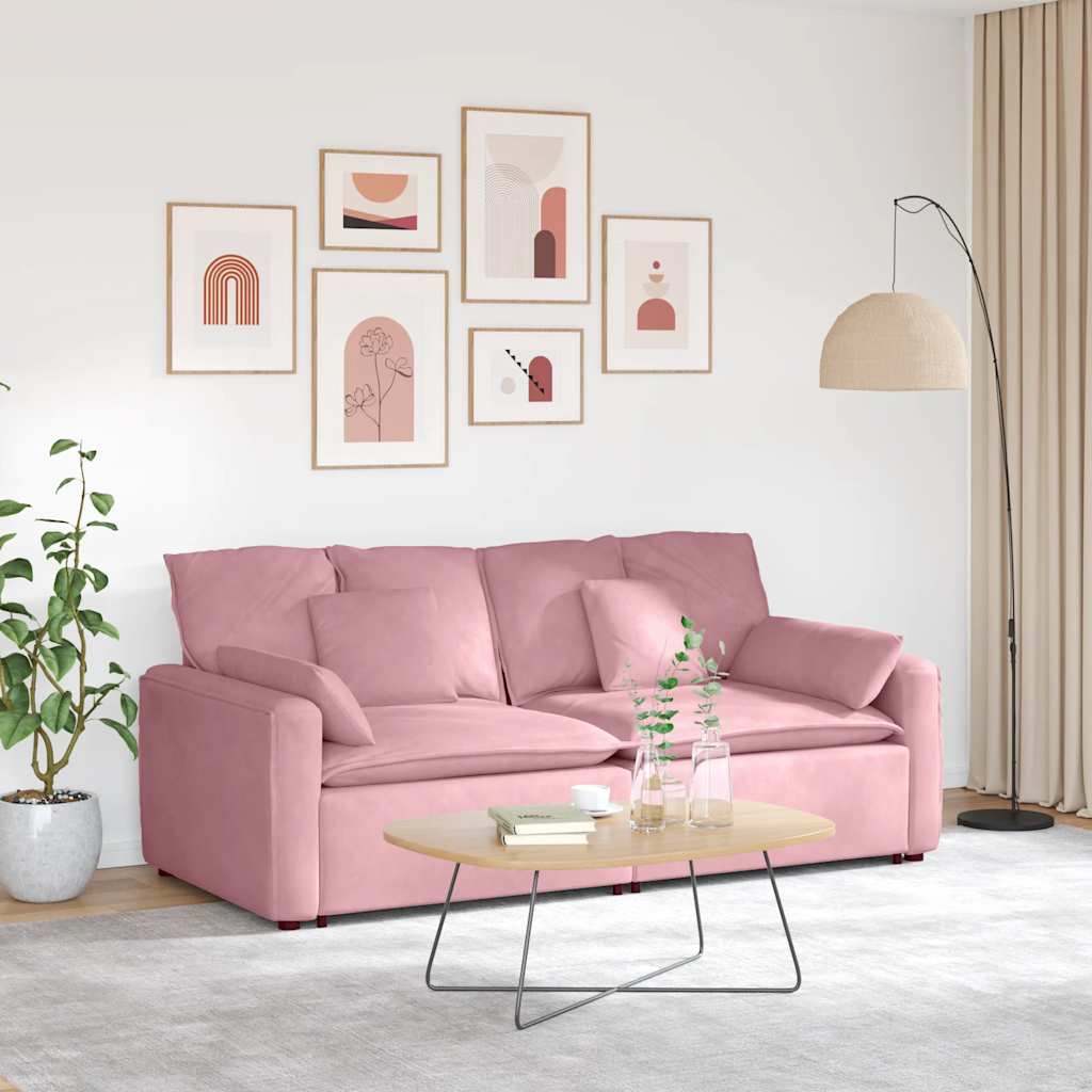Divano Modulare con Cuscini Rosa 3321132