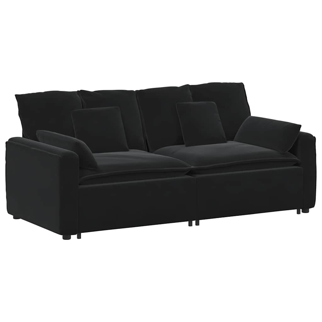 Divano Modulare con Cuscini-Sofa Modulare-Divanetto Nero 753075