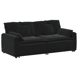 Divano Modulare con Cuscini-Sofa Modulare-Divanetto Nero 753075