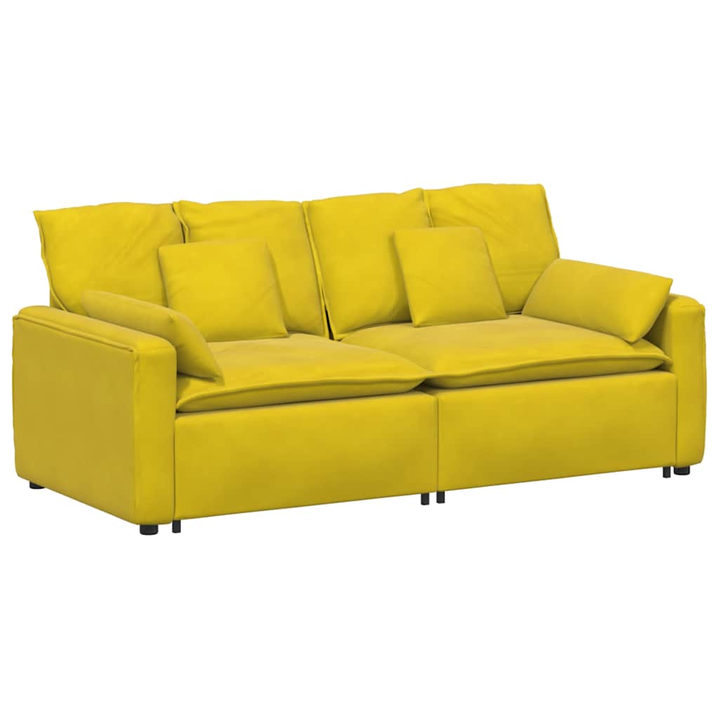 Divano Modulare con Cuscini Giallo 3321135