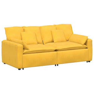 Divano Modulare con Cuscini Giallo Chiaro 3321143