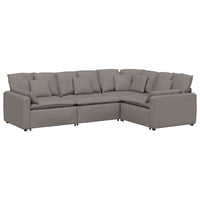 Divano Modulare con Cuscini in Tessuto Tortora 3321152