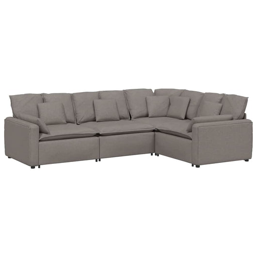 Divano Modulare con Cuscini in Tessuto Tortora 3321152