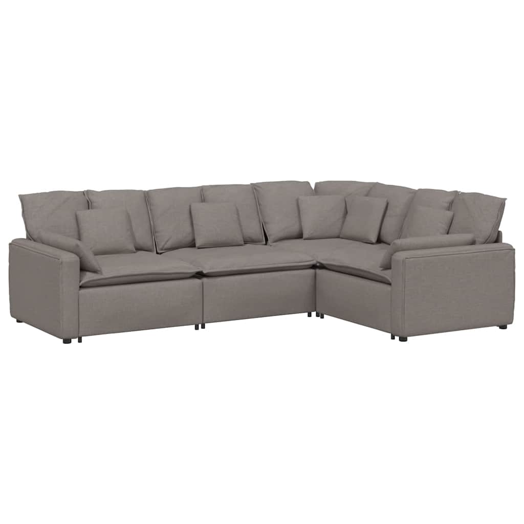 vidaXL Divano Modulare con Cuscini in Tessuto Tortora