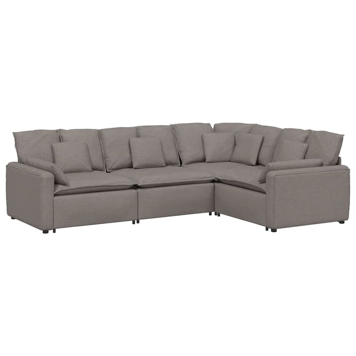 vidaXL Divano Modulare con Cuscini in Tessuto Tortora