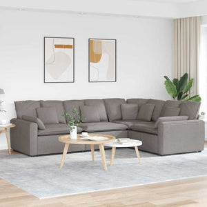 vidaXL Divano Modulare con Cuscini in Tessuto Tortora