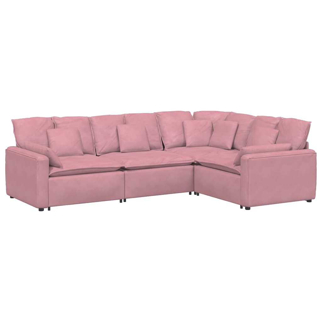 Divano Modulare con Cuscini in Velluto Rosa 3321162