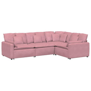 Divano Modulare con Cuscini in Velluto Rosa 3321162