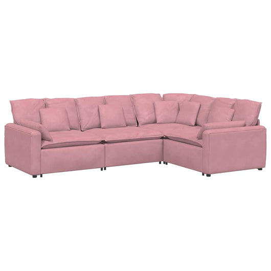 Divano Modulare con Cuscini in Velluto Rosa 3321162