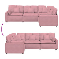 Divano Modulare con Cuscini in Velluto Rosa 3321162