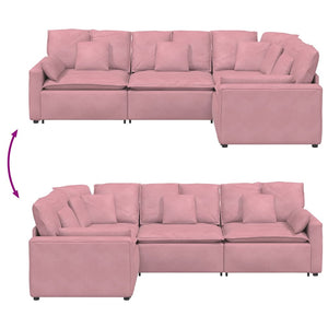 Divano Modulare con Cuscini in Velluto Rosa 3321162