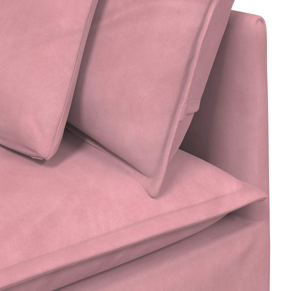 Divano Modulare con Cuscini in Velluto Rosa 3321162