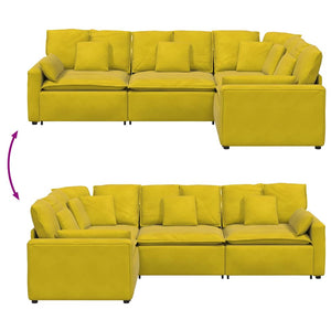 vidaXL Divano Modulare con Cuscini in Velluto Giallo