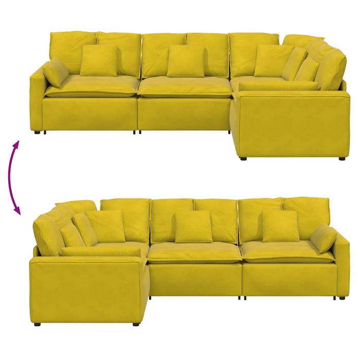 vidaXL Divano Modulare con Cuscini in Velluto Giallo