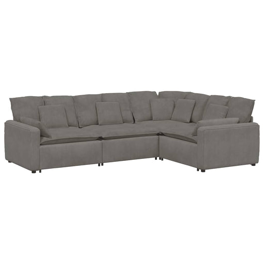 vidaXL Divano Modulare con Cuscini in Tessuto a Coste Grigio Chiaro