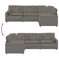 vidaXL Divano Modulare con Cuscini in Tessuto a Coste Grigio Chiaro