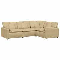 Divano Modulare con Cuscini Tessuto a Coste Verde Chiaro Grigio 3321171