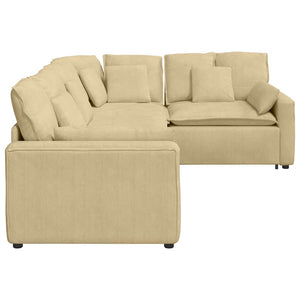 Divano Modulare con Cuscini Tessuto a Coste Verde Chiaro Grigio 3321171