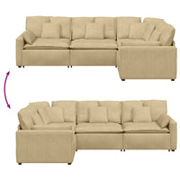 Divano Modulare con Cuscini Tessuto a Coste Verde Chiaro Grigio 3321171