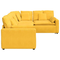 Divano Modulare con Cuscini in Tessuto a Coste Giallo Chiaro 3321173