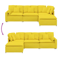 vidaXL Divano Modulare con Poggiapiedi e Cuscini Tessuto Giallo Chiaro