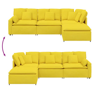 vidaXL Divano Modulare con Poggiapiedi e Cuscini Tessuto Giallo Chiaro