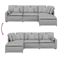 vidaXL Divano Modulare con Poggiapiedi e Cuscini Tessuto Grigio Nuvola