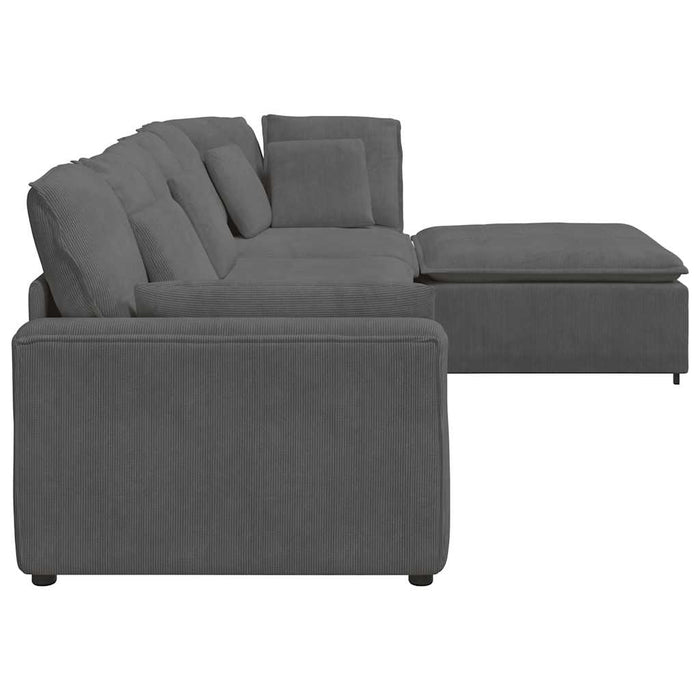 vidaXL Divano Modulare con Poggiapiedi e Cuscini Grigio Scuro