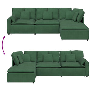 vidaXL Divano Modulare con Poggiapiedi e Cuscini Verde Scuro