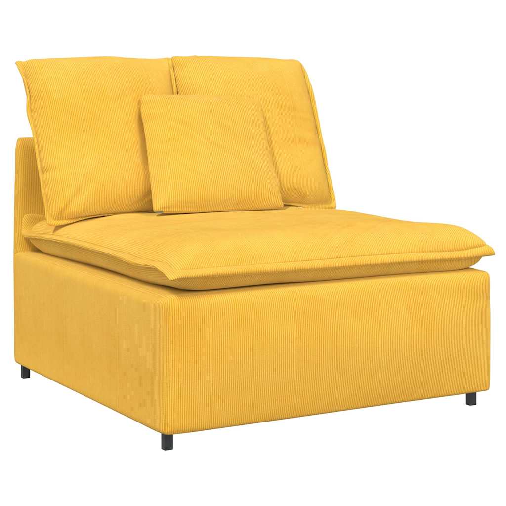 Divano Modulare con Poggiapiedi e Cuscini Giallo Chiaro 3321203