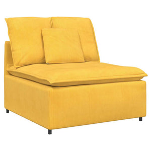 Divano Modulare con Poggiapiedi e Cuscini Giallo Chiaro 3321203