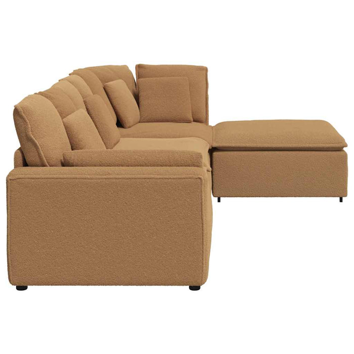 Divano Modulare con Poggiapiedi e Cuscini Beige