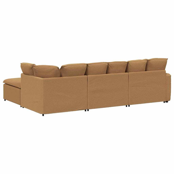 Divano Modulare con Poggiapiedi e Cuscini Beige