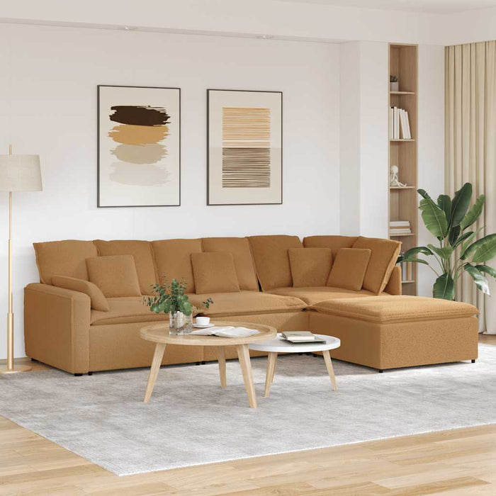 Divano Modulare con Poggiapiedi e Cuscini Beige 3321206