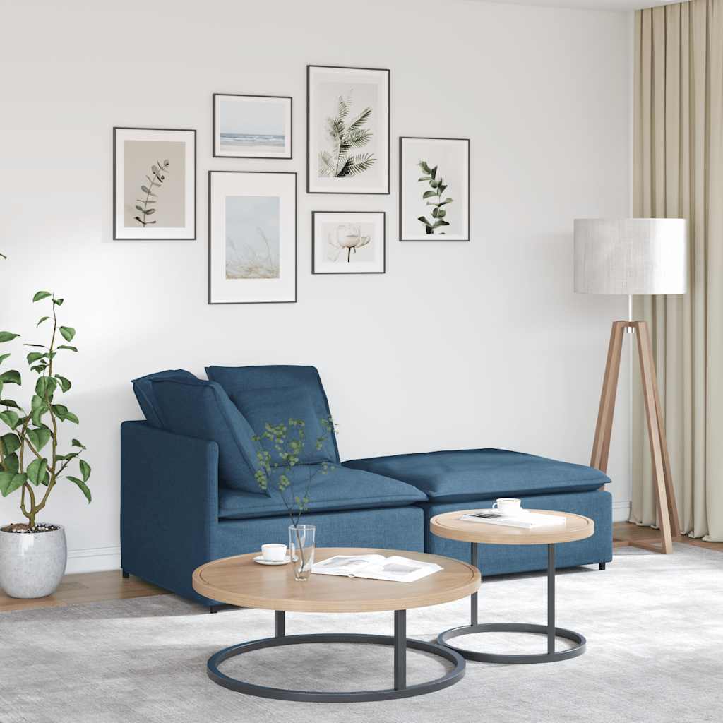 vidaXL Divano Modulare con Poggiapiedi e Cuscini in Tessuto Blu