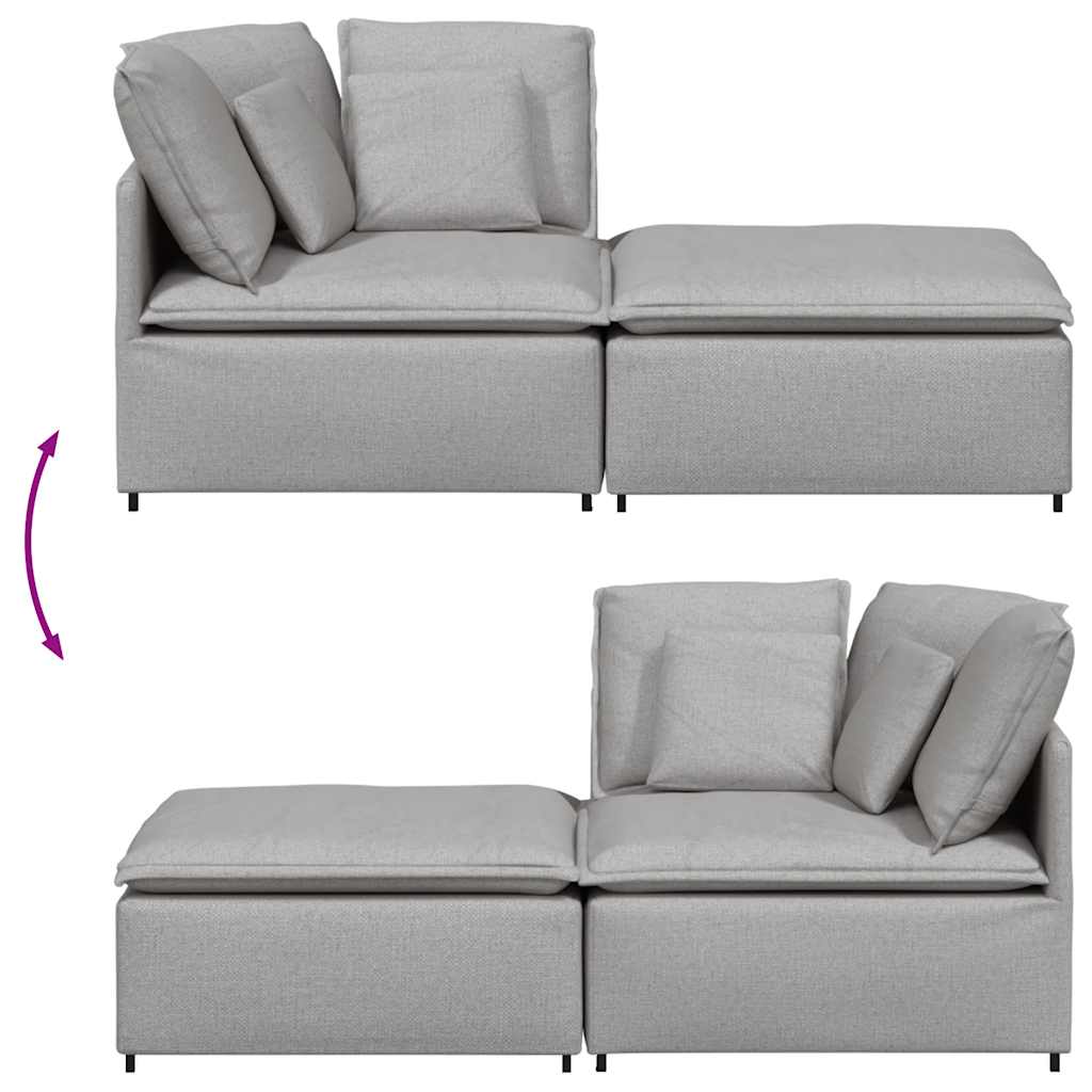 vidaXL Divano Modulare con Poggiapiedi e Cuscini Tessuto Grigio Nuvola