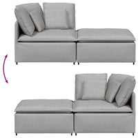 vidaXL Divano Modulare con Poggiapiedi e Cuscini Tessuto Grigio Nuvola