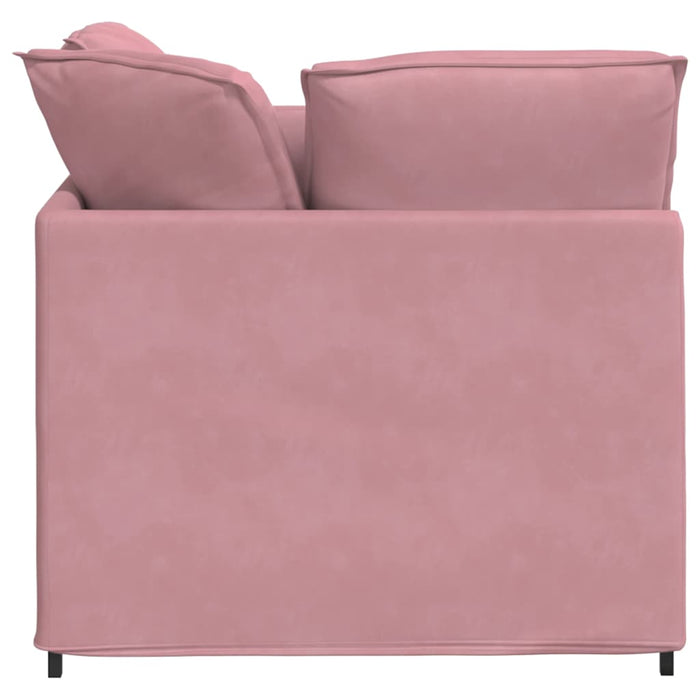 vidaXL Divano Modulare con Poggiapiedi e Cuscini in Velluto Rosa