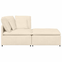vidaXL Divano Modulare con Poggiapiedi e Cuscini Tessuto a Coste Crema