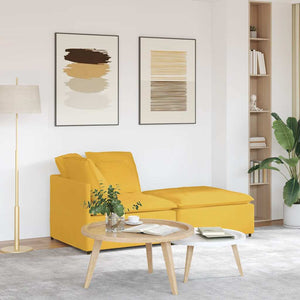 Divano Modulare con Poggiapiedi e Cuscini Giallo Chiaro 3321233