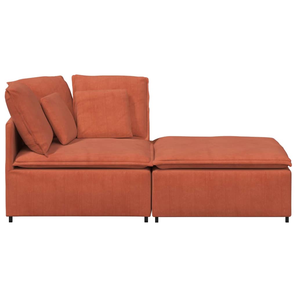 vidaXL Divano Modulare con Poggiapiedi e Cuscini Rosso Arancione