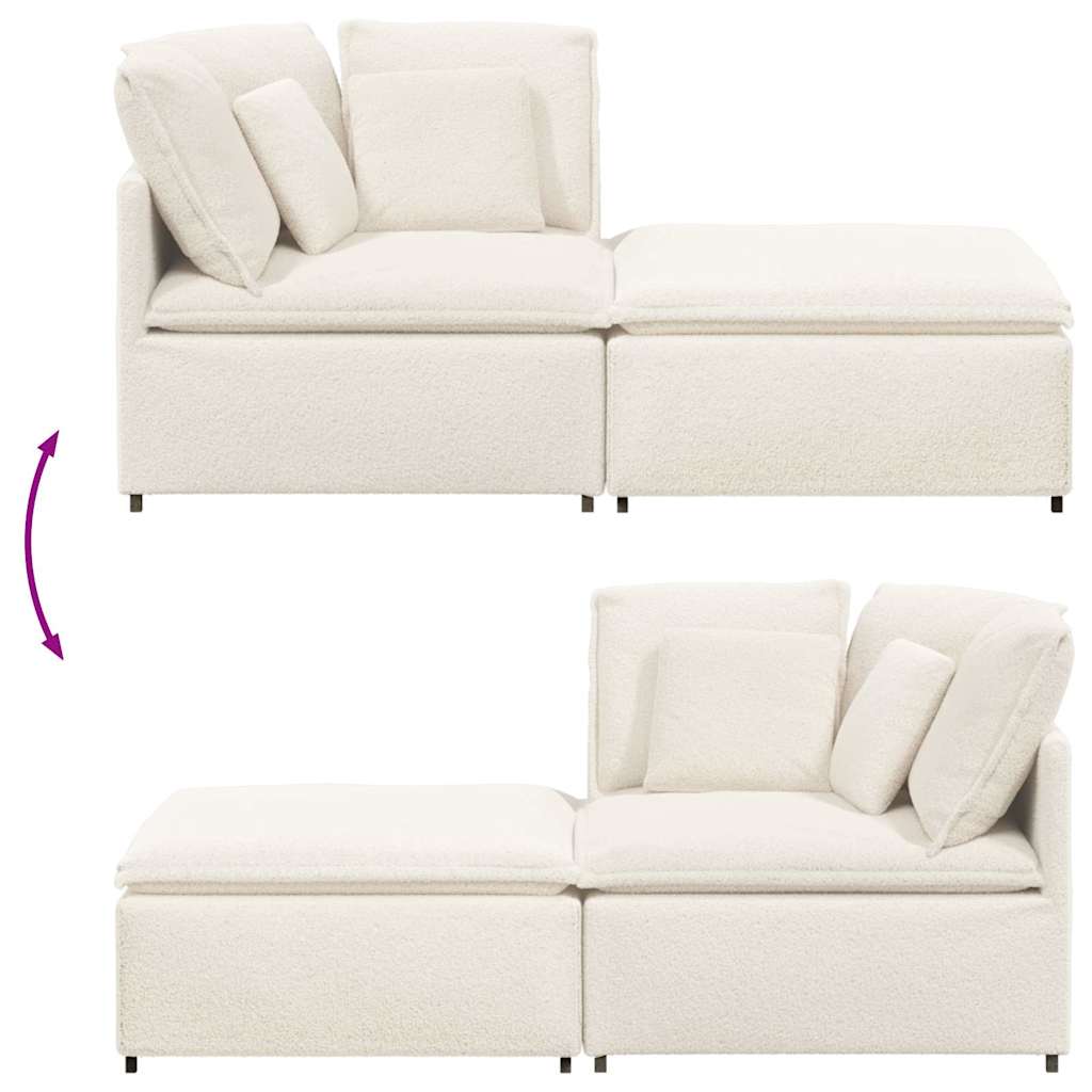 vidaXL Divano Modulare con Poggiapiedi e Cuscini Crema