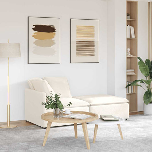 vidaXL Divano Modulare con Poggiapiedi e Cuscini Crema