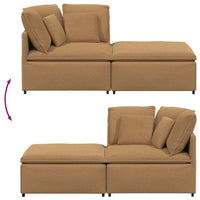 vidaXL Divano Modulare con Poggiapiedi e Cuscini Beige