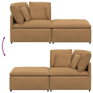 vidaXL Divano Modulare con Poggiapiedi e Cuscini Beige